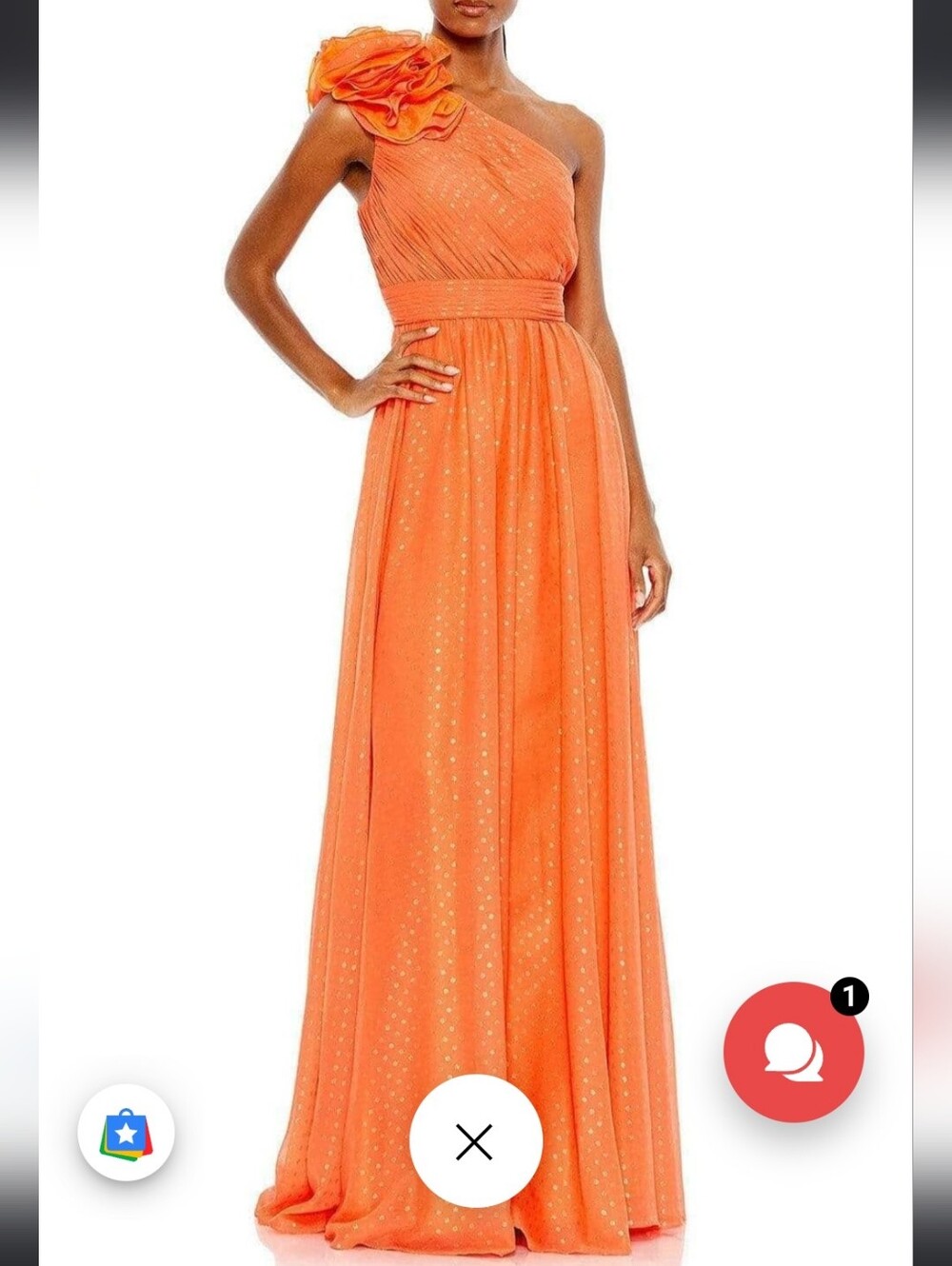 Mac Duggal Women's Tangerine Dress  with Gold Dot Accent NWT SIZE 2